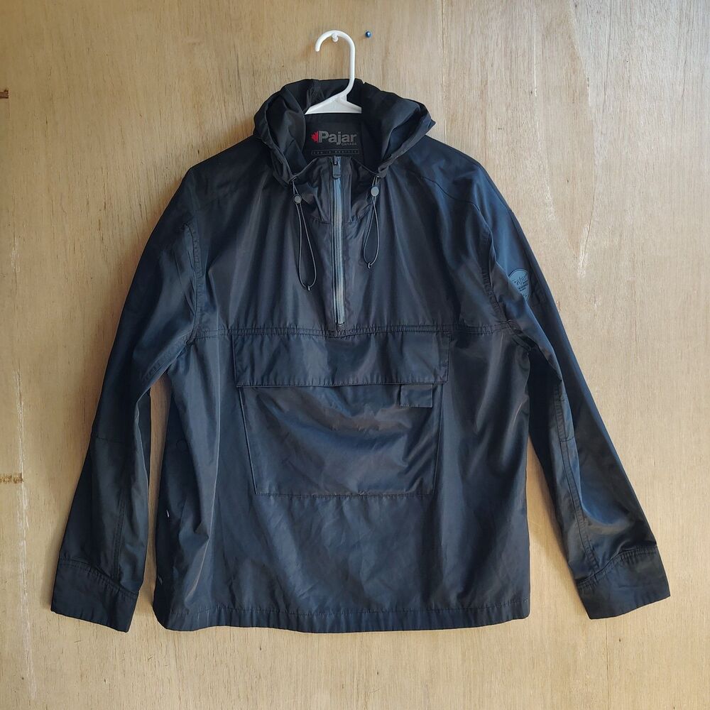 Pajar Black Packable Rain Coat with Hood Size Medium, High-end Spring Jacket